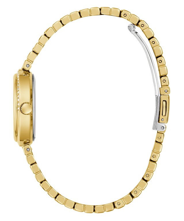 Gold watch strap caseback on a white background