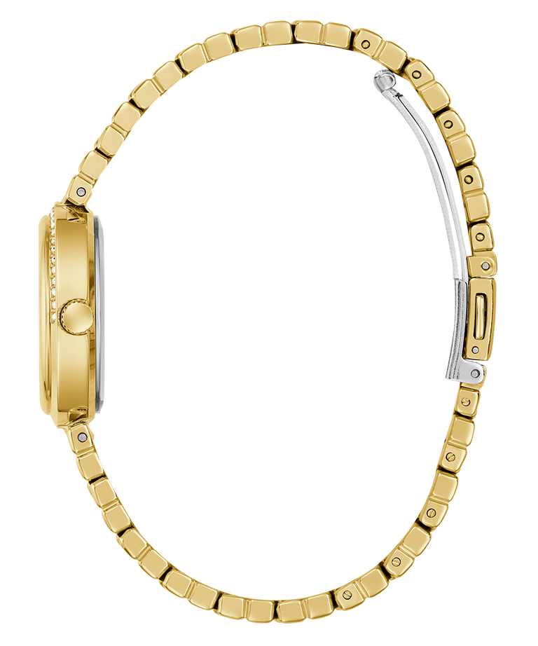 Gold watch strap caseback on a white background
