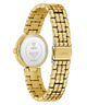 Gold watch with a white face on a white background