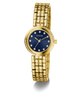 Gold watch with a blue face on a white background GW0930L4