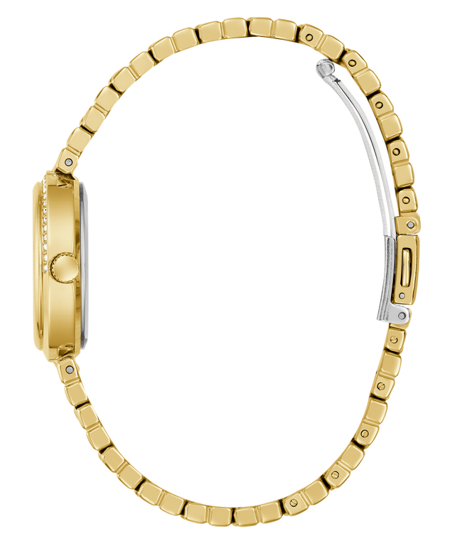 GUESS Ladies Gold Tone Analog Watch strap on a white background