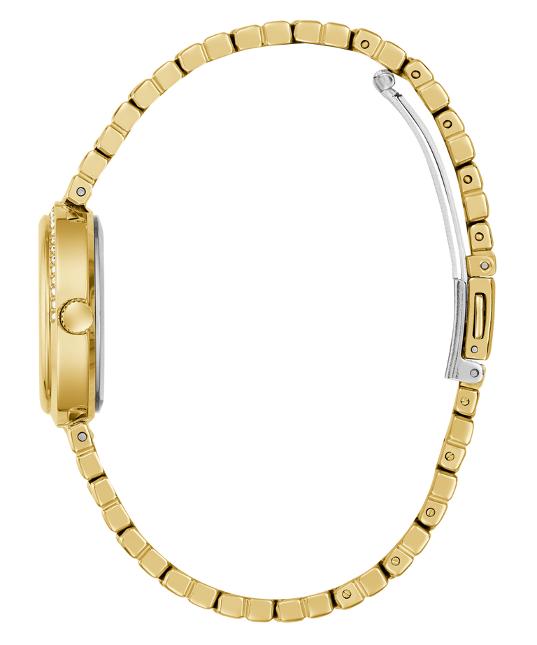GUESS Ladies Gold Tone Analog Watch strap on a white background