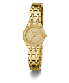 Gold watch with diamond-studded face on a white background