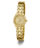 Gold watch with diamond-studded face on a white background