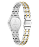 GUESS Ladies Pixie 2-Tone Analog Watch with silver and gold metal bands on a white background