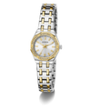 Two-tone GUESS Ladies Pixie 2-Tone Analog Watch with gold and silver band on a white background