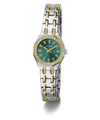 Two-tone watch with green dial on a white background