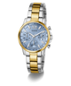 GUESS Ladies 2-Tone Multi-function Watch with a blue face on a white background