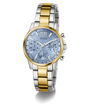 GUESS Ladies 2-Tone Multi-function Watch with a blue face on a white background