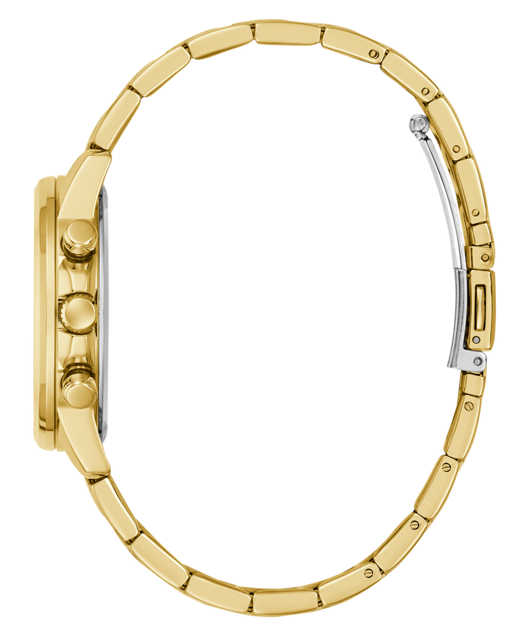 Gold watch with a white background
