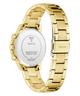 Gold GUESS Ladies Gold Tone Multi-function Watch with visible brand logo on a white background