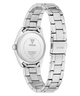 Silver Guess watch with a metal bracelet on a white background