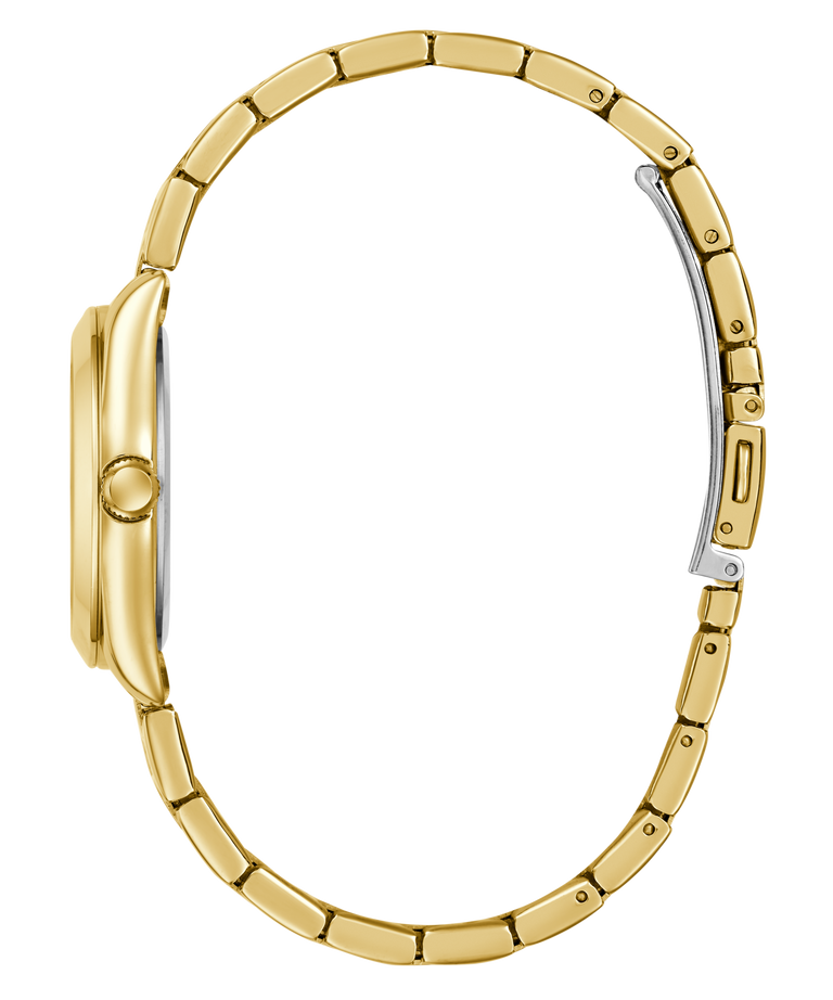 Gold watch strap on a white background