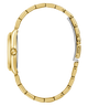 Gold watch strap on a white background