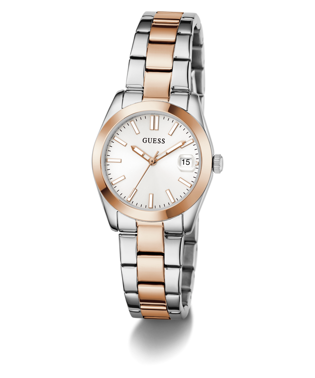 Two-tone GUESS Ladies 2-Tone Date Watch on a white background