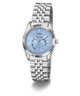 Silver watch with a blue face on a white background GW0936L1