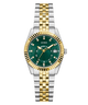 Two-tone watch with green face and gold accents on a white background GW0936L3