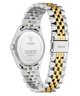 Guess watch caseback with silver and gold metal bands on a white background GW0936L3