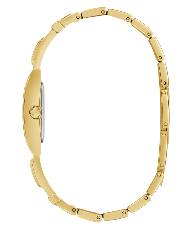 GUESS Ladies Gold Tone Analog Watchwith a white background