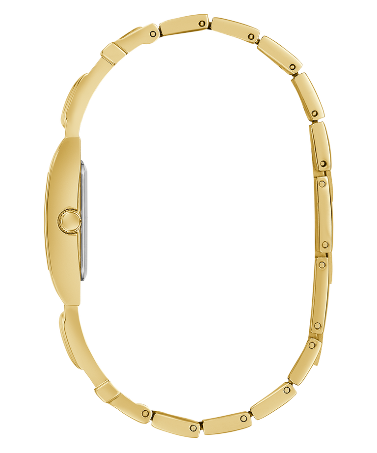 GUESS Ladies Gold Tone Analog Watchwith a white background