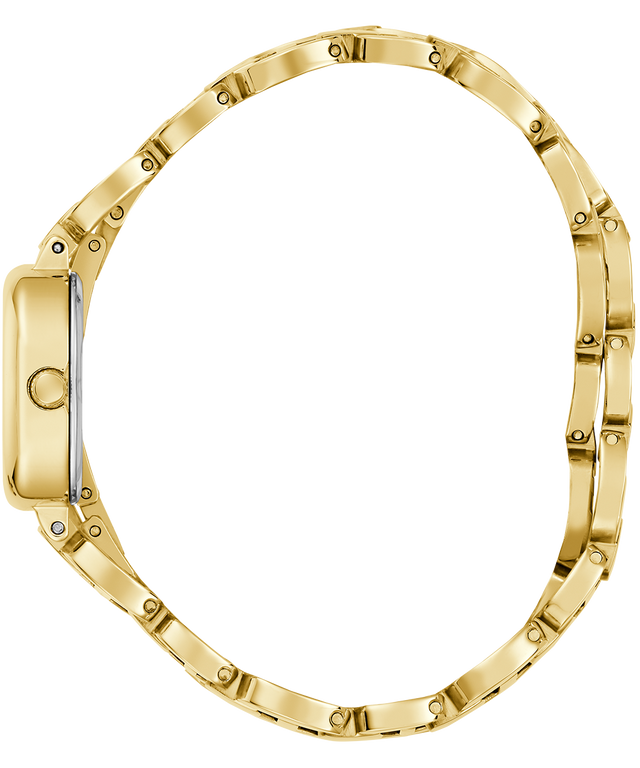 Gold watch strap on a white background