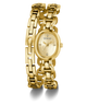 GUESS Ladies Gold Tone Analog Watch with a visible brand logo on a white background