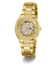GUESS Ladies Gold Tone Analog Watchh with visible GUESS logo on a white background