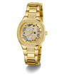 GUESS Ladies Gold Tone Analog Watchh with visible GUESS logo on a white background