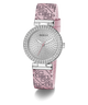 GUESS Ladies Pink Silver Tone Analog Watch angle