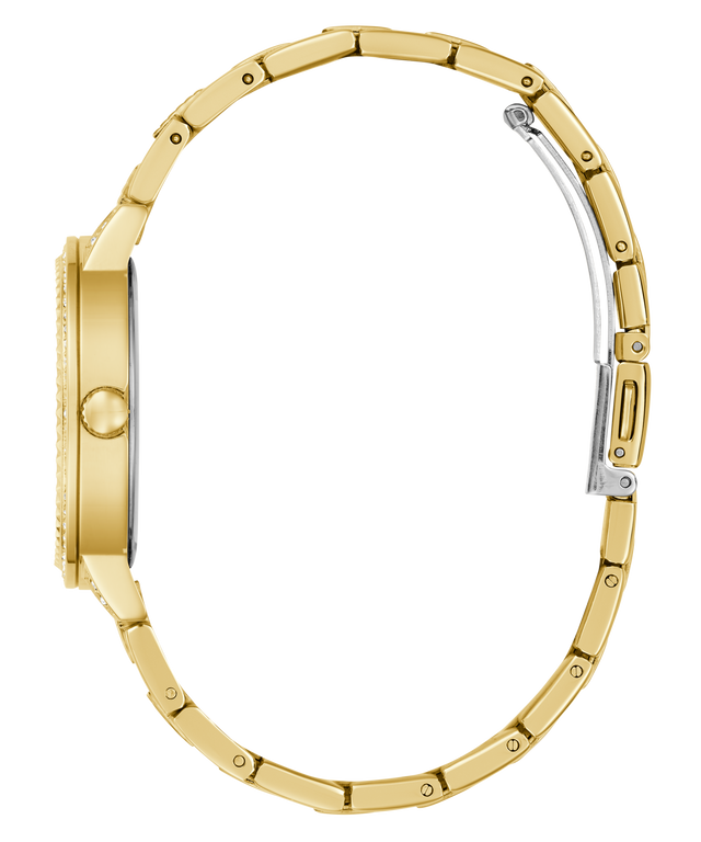 Gold watch strap on a white background