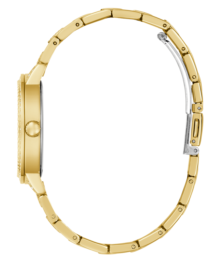 Gold watch strap on a white background