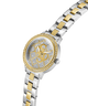 Two-tone silver and gold watch with a detailed face on a white background lifestyle
