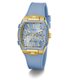 GUESS Ladies Blue Gold Tone Multi-function Watch