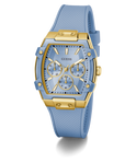 GUESS Ladies Blue Gold Tone Multi-function Watch