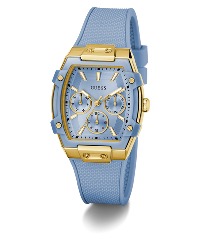 GUESS Ladies Blue Gold Tone Multi-function Watch