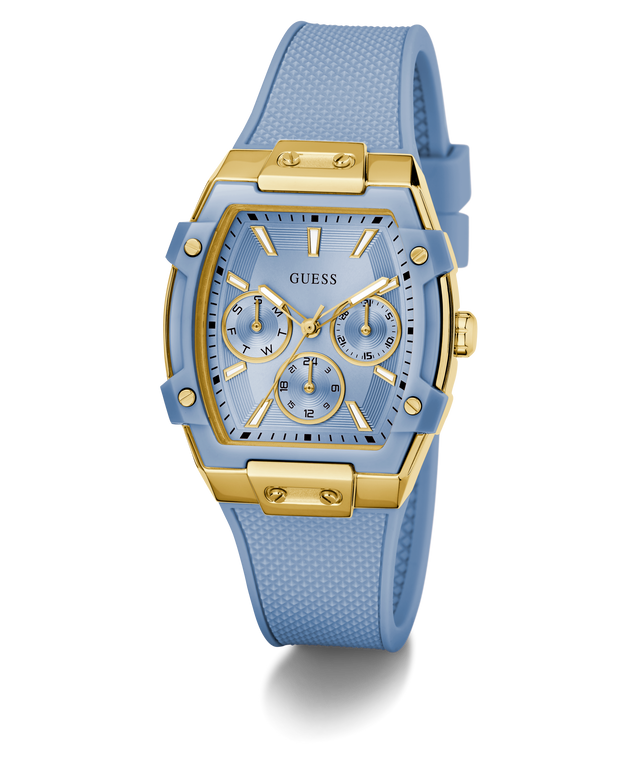 GUESS Ladies Blue Gold Tone Multi-function Watch