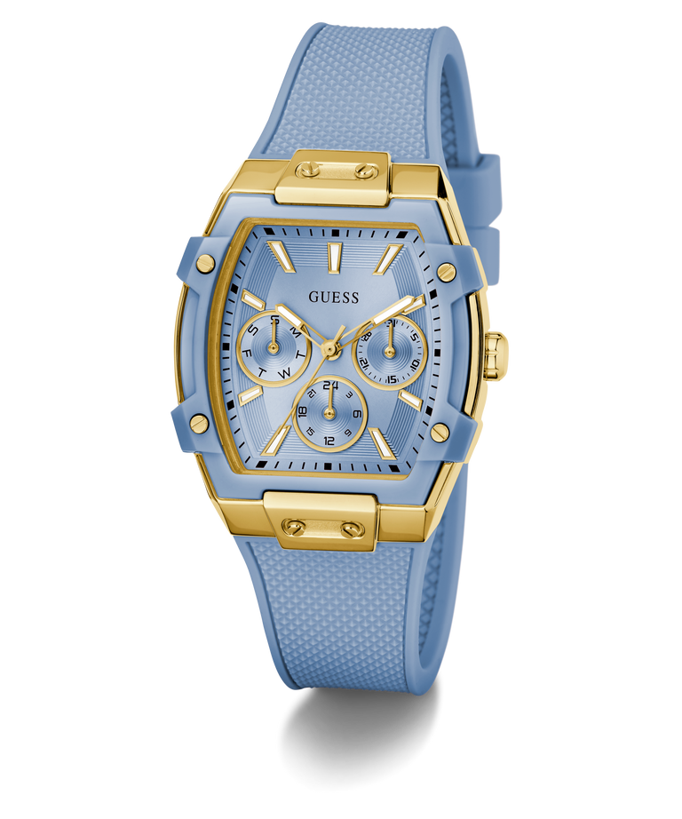 GUESS Ladies Blue Gold Tone Multi-function Watch