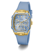 GUESS Ladies Blue Gold Tone Multi-function Watch