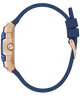 side view Blue watch strap with gold clasp on a white background GW0945L4