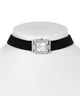 Black choker with a silver square pendant on a white background lifestyle