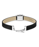 Black and beige choker necklace with silver clasp on a white background