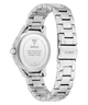 GUESS Ladies Silver Tone Analog Watch with metal bracelet on a white background