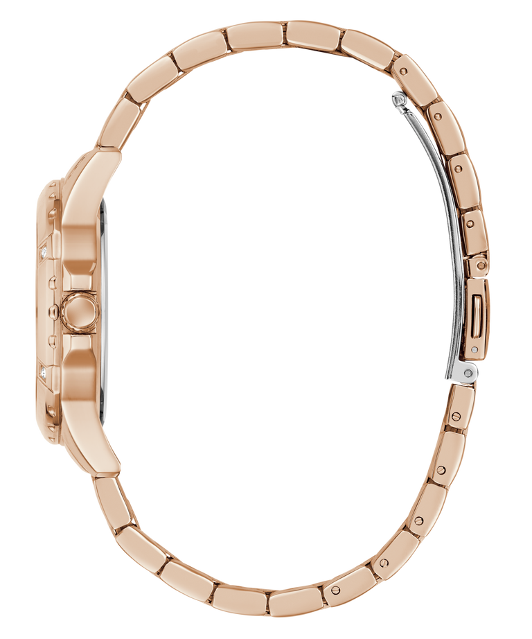 Rose gold watch band on a white background