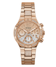Rose gold watch with diamond accents on a white background