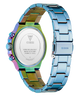 GUESS Ladies Iridescent Blue Multi-function Watch with Guess branding on a white background