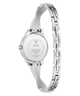 GUESS Ladies Silver Tone Analog Watch with brand logo on a white background