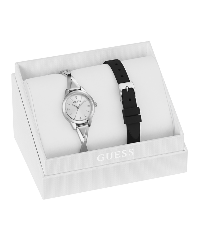 GUESS Ladies Silver Tone Analog Watch Gift Set