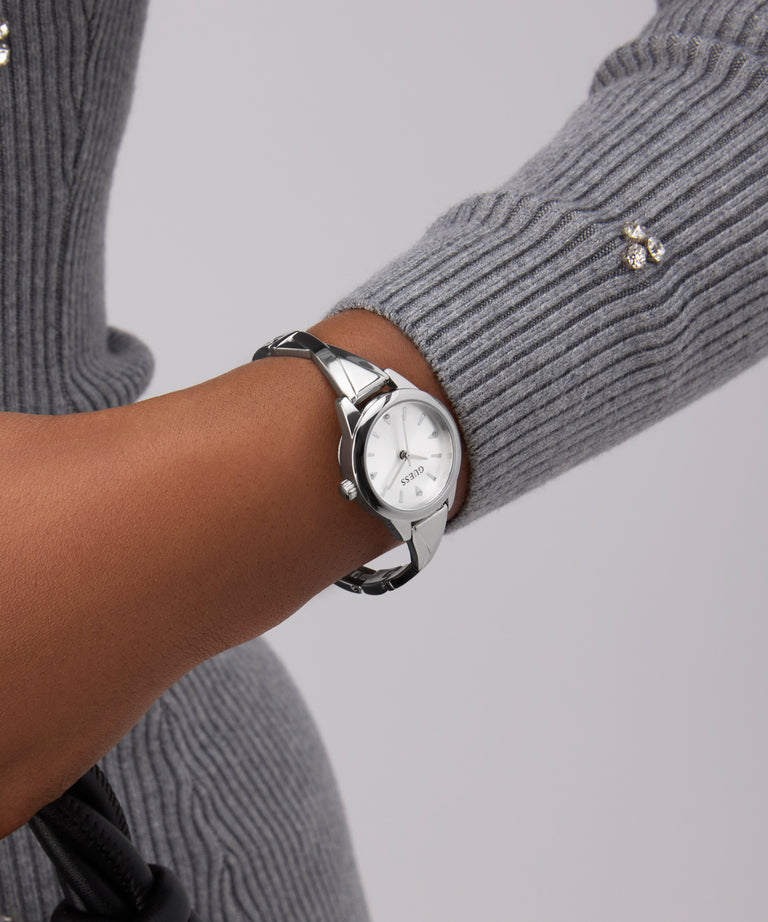 GUESS Ladies Silver Tone Analog Watch Gift Set