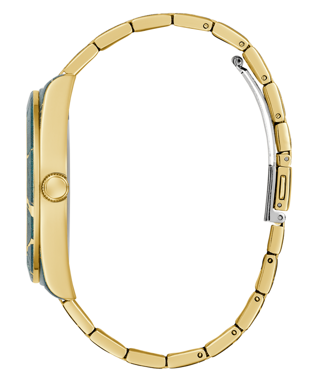 Gold watch band on a white background