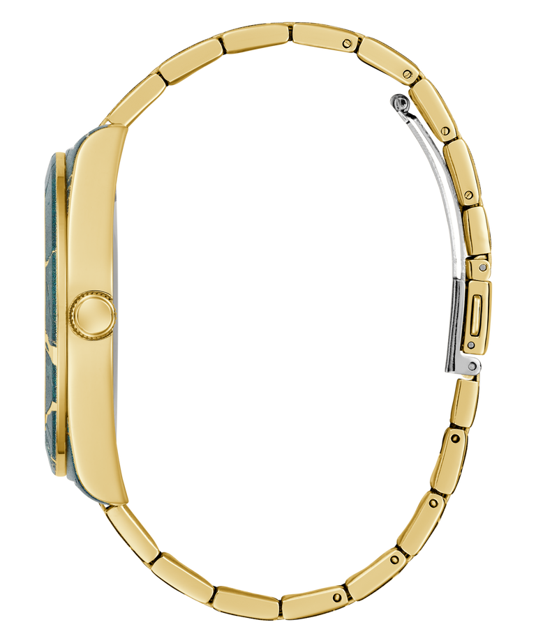 Gold watch band on a white background